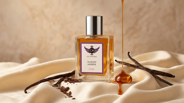 Gourmand colognes with warm vanilla and caramel notes displayed on dark marble
