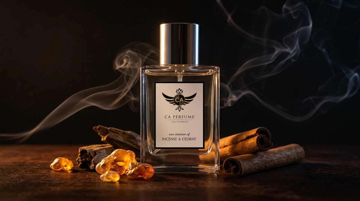 Incense resin and sticks on dark surface evoking incense perfume mood