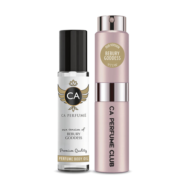 LongWear pairing of Bebury Goddess: perfume oil base plus EDP spray, Burberry Goddess inspired
